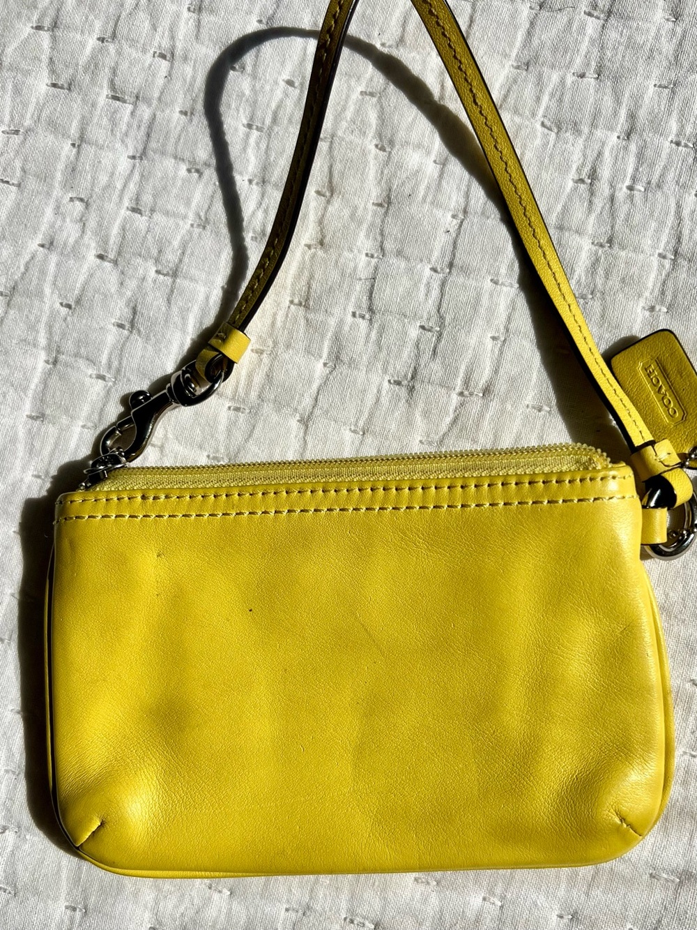 COACH Yellow Leather Wristlet with Silver Hardware - Picture 4 of 7